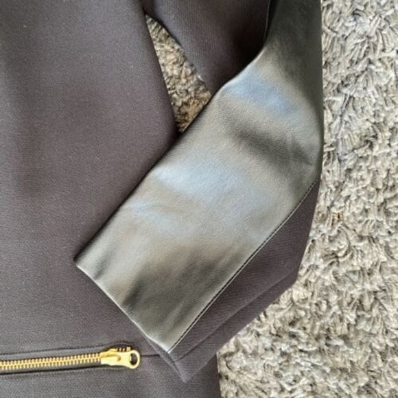 J.CREW Black Zip Dress Faux Leather Back Sleeve Work Office Sz 6 Style E1567 EUC - Picture 8 of 12